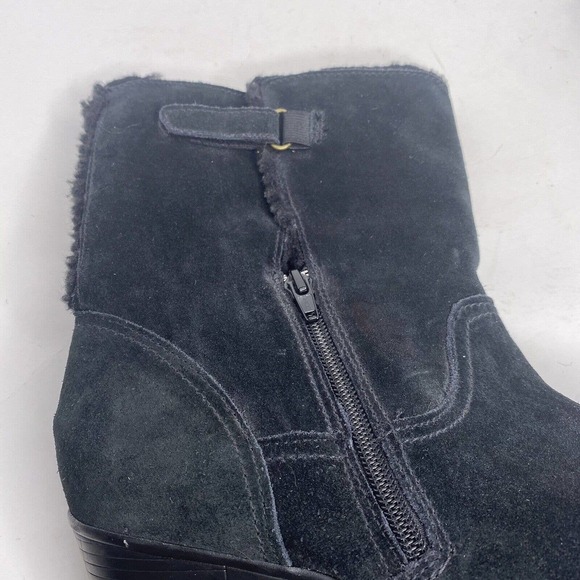 CLARKS Bendables Black Suede Leather Zip Ankle Boots Womens 10 W Lined 39384 - Picture 8 of 11